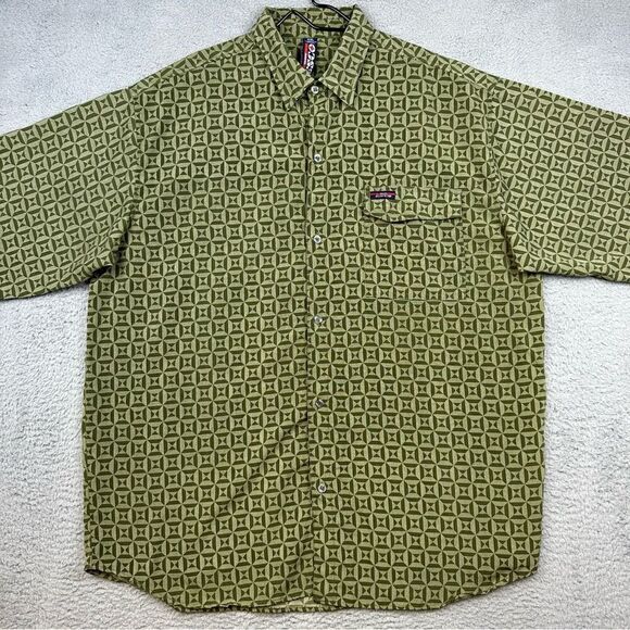 Willie Esco Shirt Mens‎ 2XL Green Long Sleeve Button Front Casually Hawaiian - Picture 2 of 12